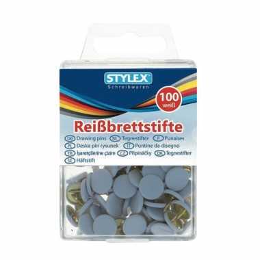 100 stuks witte punaises in bakje