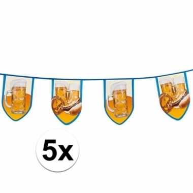 5x grote bierfeest/oktoberfest vlaggenlijnen 8 meter