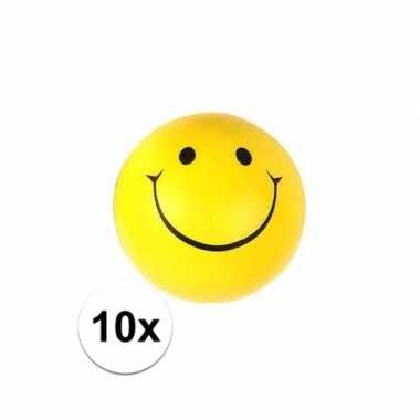 10x smiley stressbal 6 cm