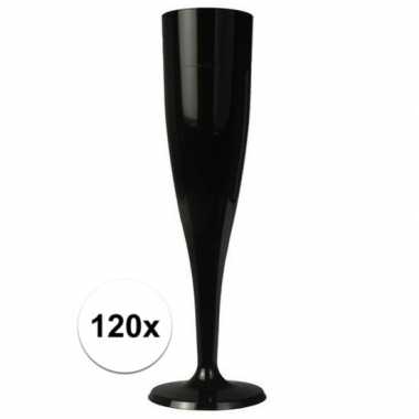 120 x champagne glazen zwart