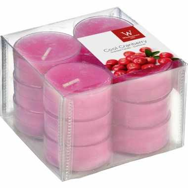 12x geurtheelichtjes cranberry/roze 4 branduren