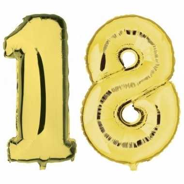 18 jaar gouden folie ballonnen 88 cm leeftijd/cijfer