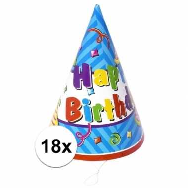 18x stuks voordelige happy birthday hoedjes
