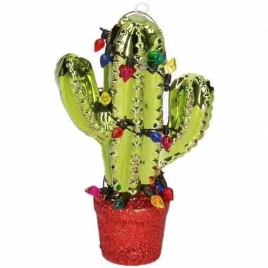 1x kersthangers figuurtjes cactus rood 12,5 cm