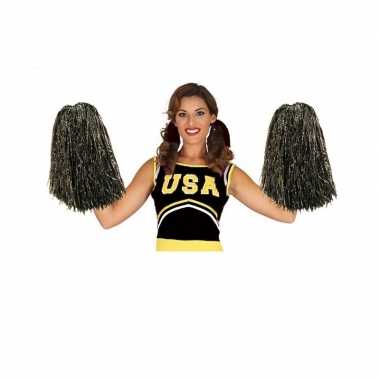 2 stuks pom pom zwart 33 cm