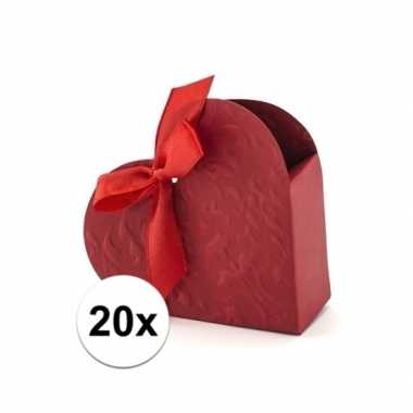 20x bruiloft kado doosjes rood hart
