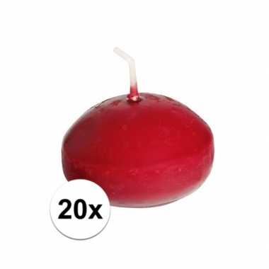 20x drijfkaarsen bordeaux rood 4,5 cm