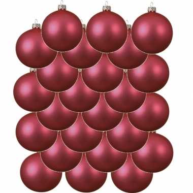 24x fuchsia roze glazen kerstballen 8 cm mat