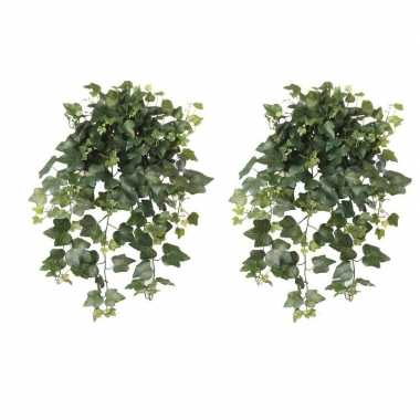 2x groene hedera helix/klimop kunstplant 65 cm voor buiten
