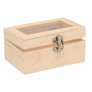 2x houten sieradendoos onbedrukt 15 cm