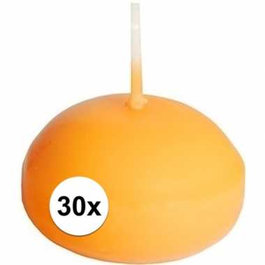 30x drijfkaarsen oranje 4,5 cm