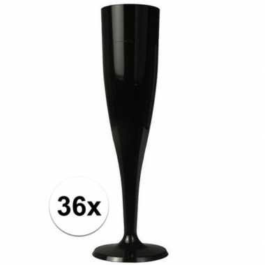 36 x champagne glazen zwart