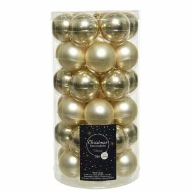 36x champagne beige kleine glazen kerstballen 4 cm mat en glans