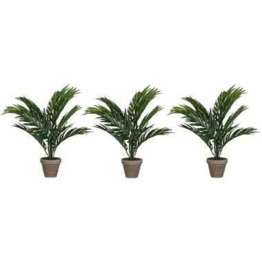 3x areca palm kunstplanten groen 40 cm in pot