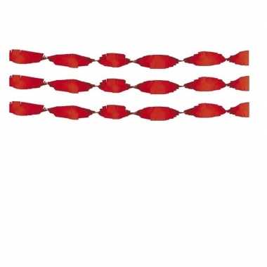 3x crepe papier slingers 6 meter rood