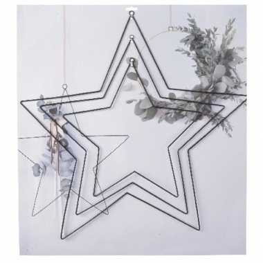 3x diy stervormige eucalyptus/bloemen krans/hangers set zwart