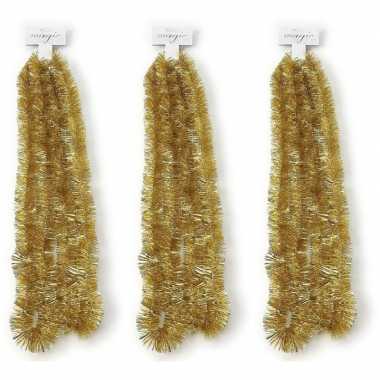 3x gouden kerstslingers 5 x 270 cm kerstboom versieringen