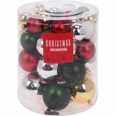 44x klassieke kerst kerstballen 5-6-7-8 cm kunststof
