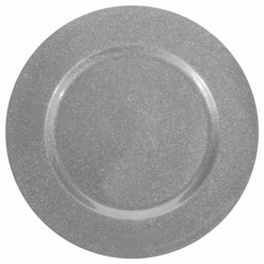 4x diner onderborden zilver glitter 33 cm rond