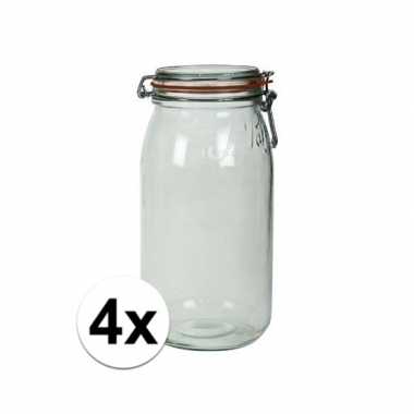 4x glazen snoeppot 3 liter inhoud
