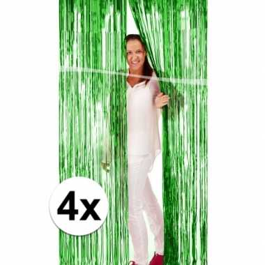 4x groene versiering folie deurgordijn