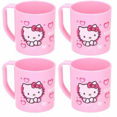 4x hello kitty disney mokken onbreekbare drinkbekers lichtroze
