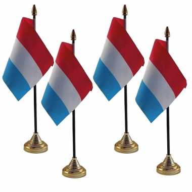 4x nederland tafelvlaggetjes 10 x 15 cm met standaard