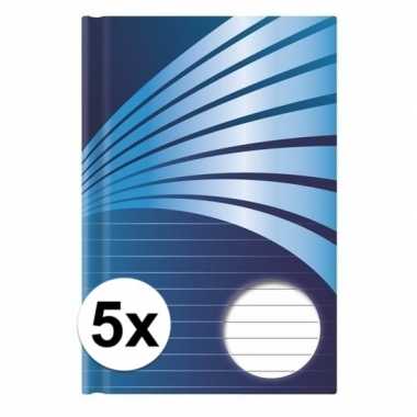 5x luxe schrift a4 formaat blauwe harde kaft