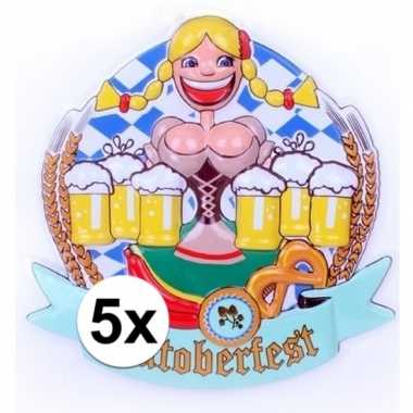 5x oktoberfest 3d muur/wand decoraties heidi 44cm