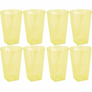 8x gele plastic waterglazen 170 ml