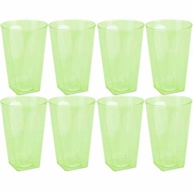 8x groene plastic waterglazen 170 ml