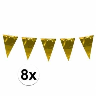 8x stuks xxl vlaggenlijnen goud 10 meter