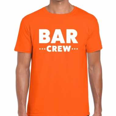Bar crew / personeel tekst t-shirt oranje heren