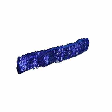 Blauwe glitter pailletten disco haarband