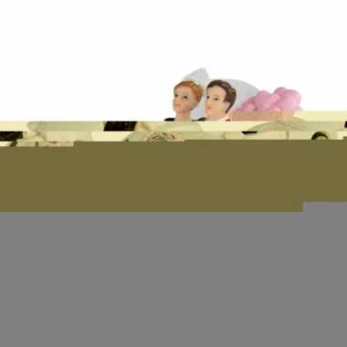 Bruidspaar in witte cabrio taart decoratie 14 cm