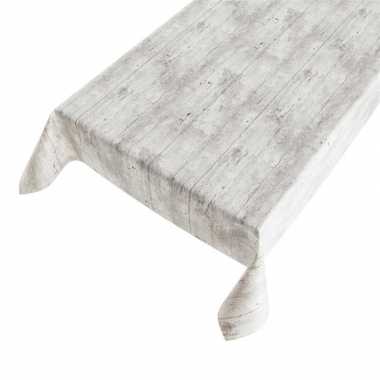 Buiten tafelkleed/tafelzeil grijs steigerhout 140 x 240 cm