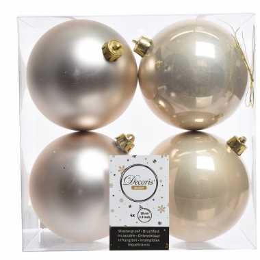 Champagne kerstversiering kerstballen kunststof 10 cm