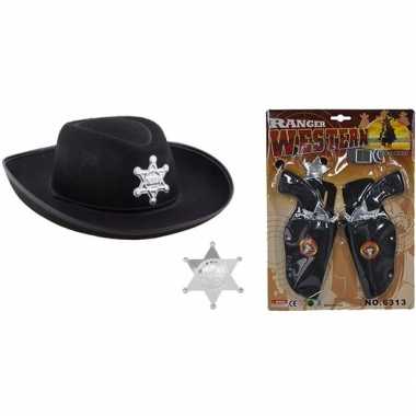 Cowboy accessoire set zwart voor kinderen