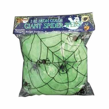 Decoratie spinnenweb groen 50 gram