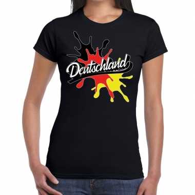 Deutschland/duitsland t-shirt spetter zwart voor dames