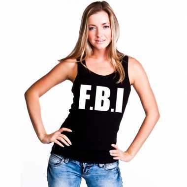 Fbi tekst singlet shirt/ tanktop zwart dames