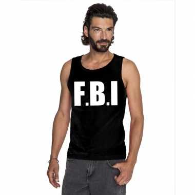 Fbi tekst singlet shirt/ tanktop zwart heren