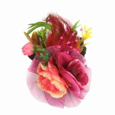 Fuchsia roze haarbloemen met clipspeld
