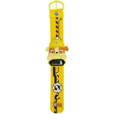 Geel paw patrol digitaal horloge rubble voor jongens/meisjes