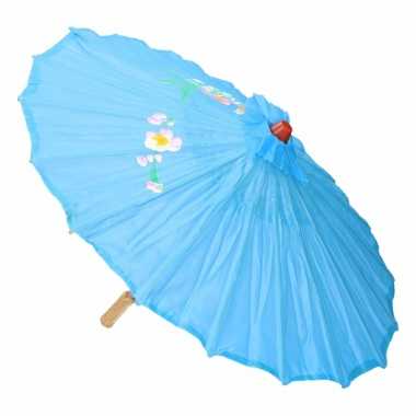 Gekleurde paraplu chinese stijl licht blauw 80 cm
