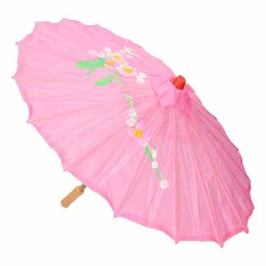 Gekleurde paraplu chinese stijl roze 80 cm