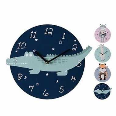 Giraffe dieren wandklok 26 cm voor kinderen