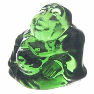 Glazen boeddha beeldje groen voor binnen