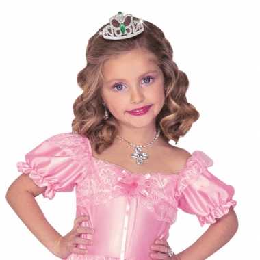Glitter tiara met groene steentjes