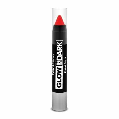 Glow in the dark make-up stift neon rood